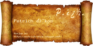 Petrich Ákos névjegykártya